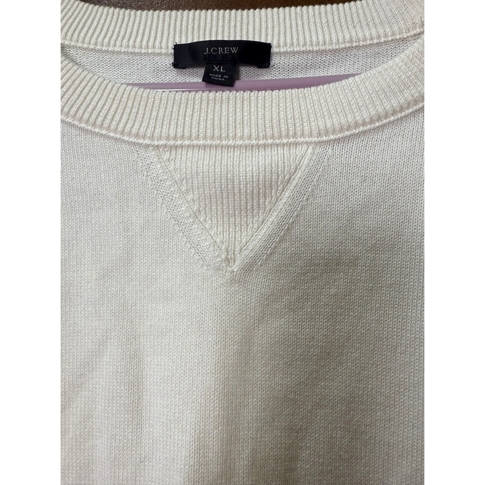 J. Crew Women's Crewneck Pullover sweater Ivory Sz XL Cotton/Cashmere Blend NWOT - Picture 3 of 5